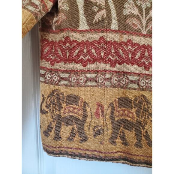 Vintage Giancarlo Ferrari Tapestry Zip Up Lined Elephant Jacket Women's Size 10 - Picture 6 of 12